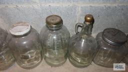 lot of assorted glass jugs