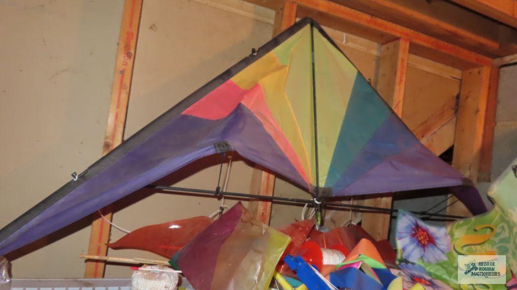 Assorted kites and kite accessories