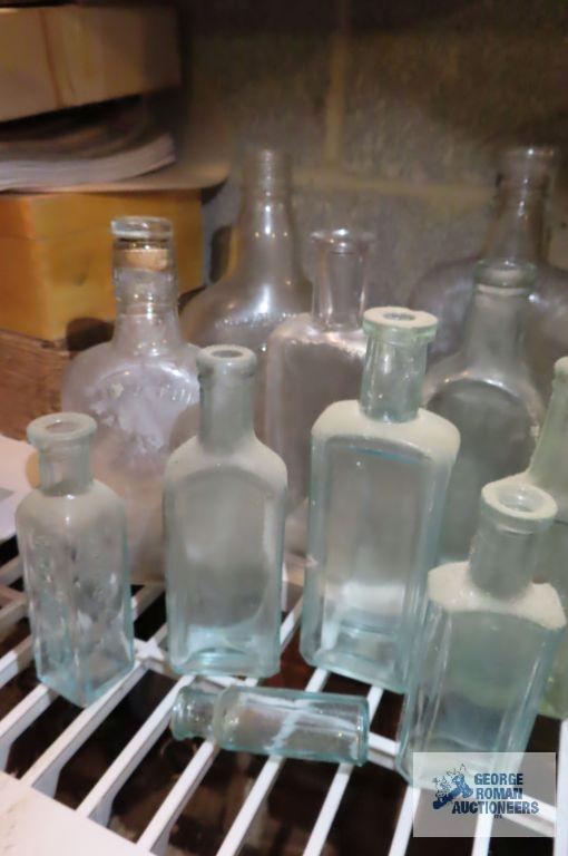 lot of antique clear glass bottles