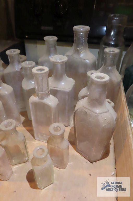 lot of antique clear glass bottles