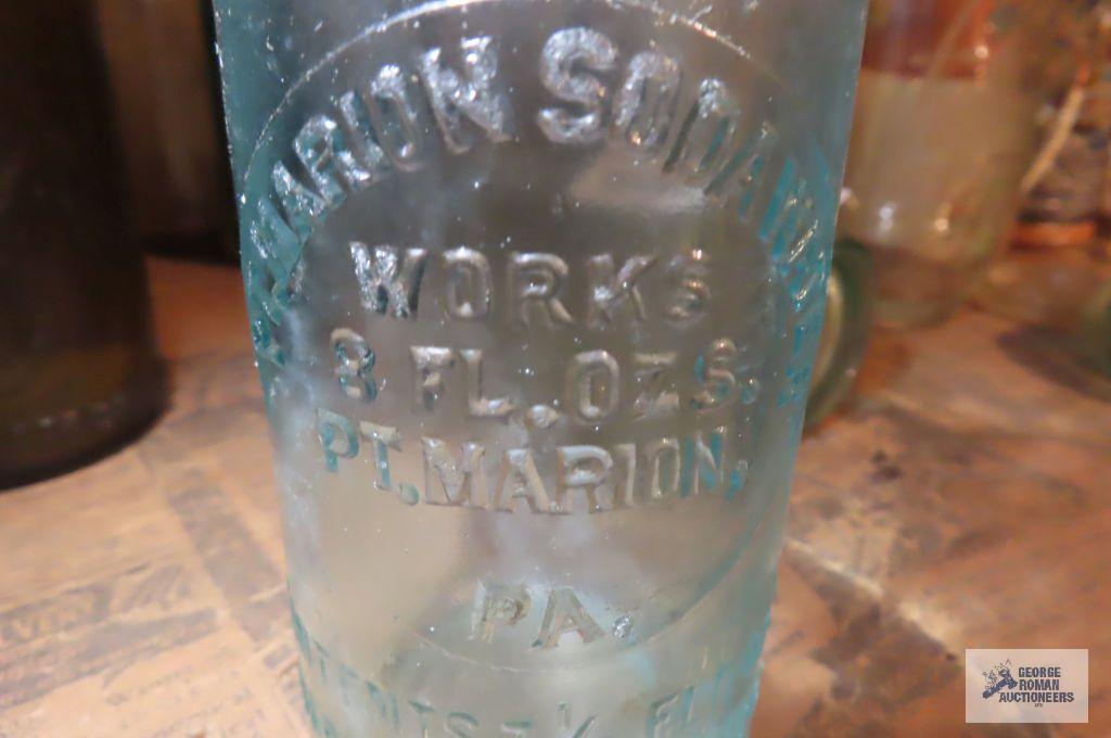 Marion Soda Water Works antique bottle, top is chipped