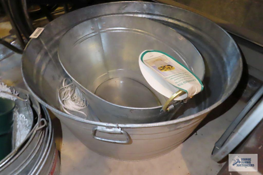 number three galvanized wash tub and galvanized tub with tag