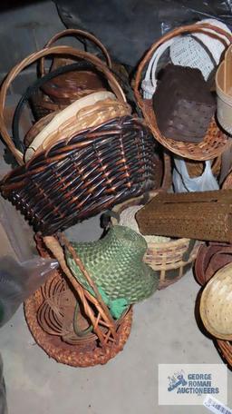 large lot of baskets in basement