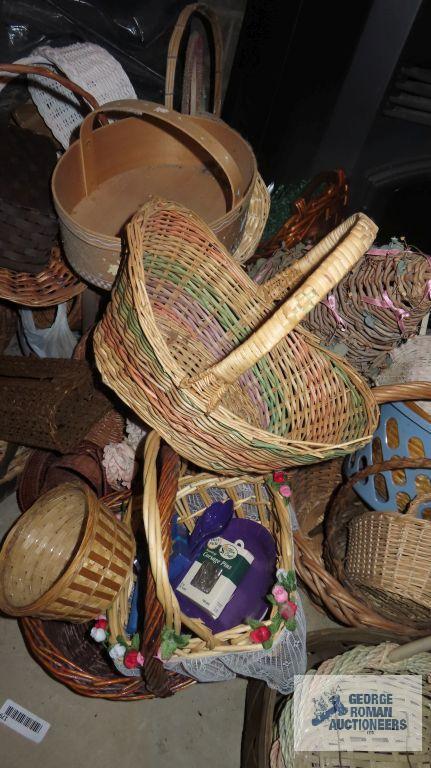 large lot of baskets in basement