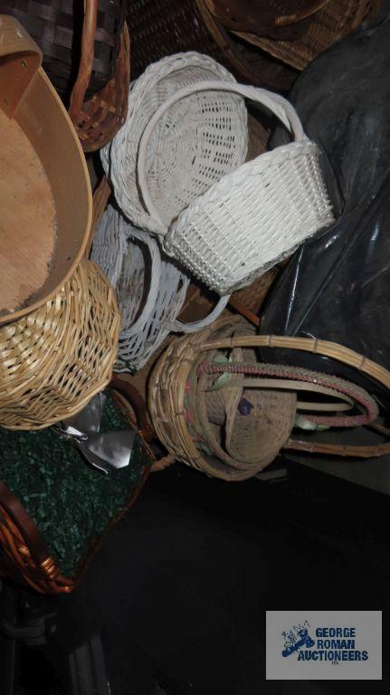 large lot of baskets in basement