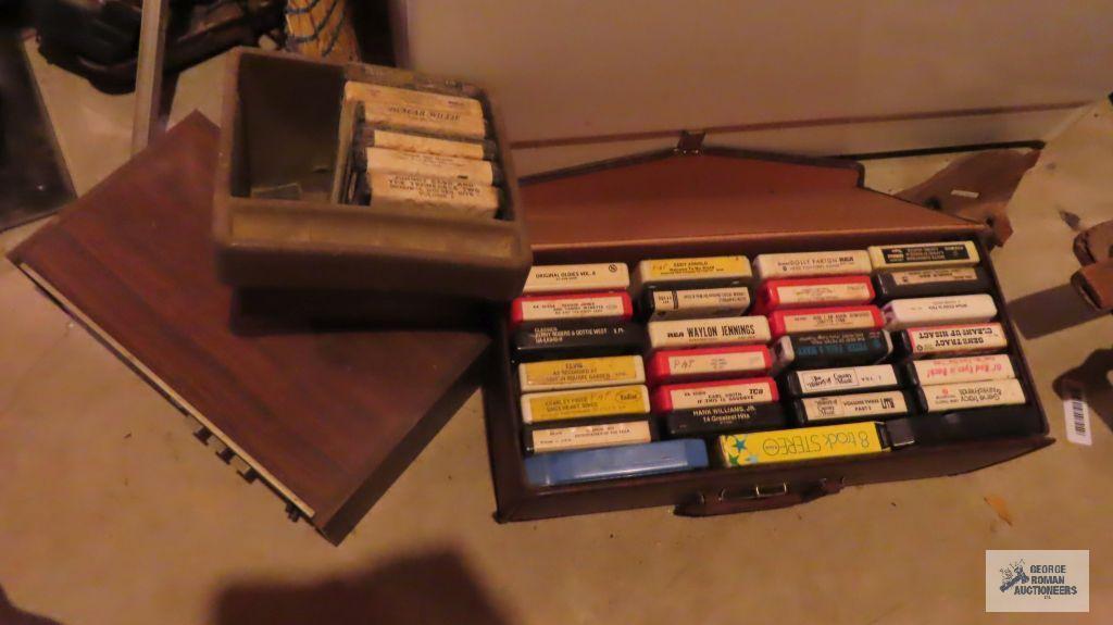 lot of 8-track tapes with electrophonic vintage 8-track player