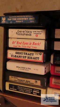 lot of 8-track tapes with electrophonic vintage 8-track player