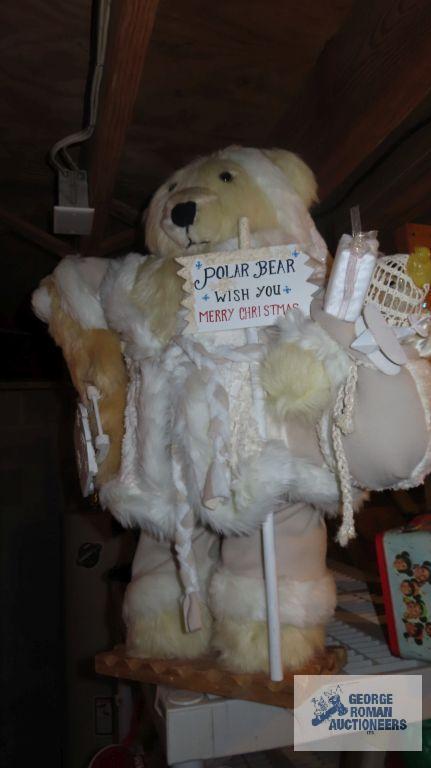 Christmas polar bear figurine. approximately 2 ft tall