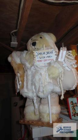 Christmas polar bear figurine. approximately 2 ft tall
