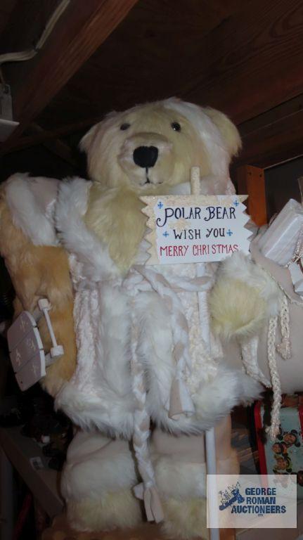 Christmas polar bear figurine. approximately 2 ft tall