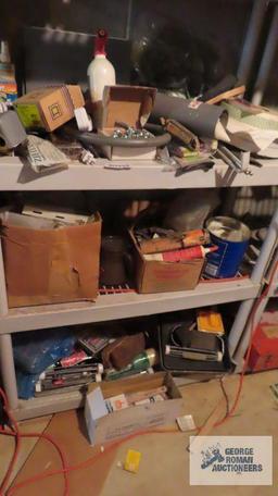 Hardware, weather stripping, Square D pump switch, painting supplies and etc on one section of