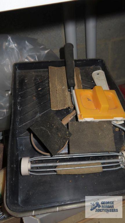 Hardware, weather stripping, Square D pump switch, painting supplies and etc on one section of