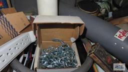 Hardware, weather stripping, Square D pump switch, painting supplies and etc on one section of