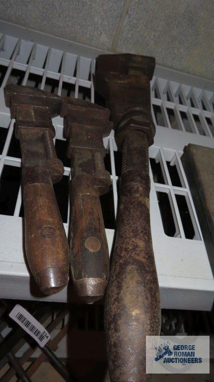 Three antique monkey wrenches