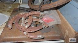 electrical box, horseshoes, drain snake and etc