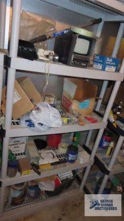 lot of hardware, automotive brush, hammer. Shelving NOT included!