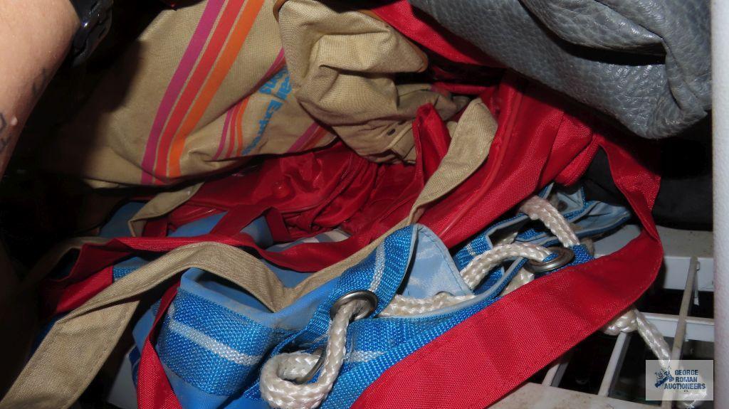 Assorted tarps, bags and shop rags