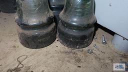 Three vintage glass insulators