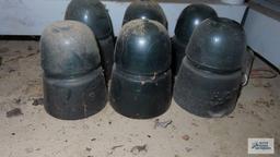 Six vintage glass insulators