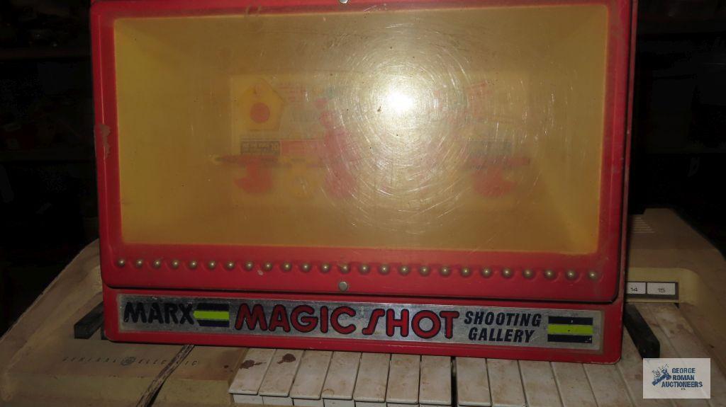 vintage Marx Magic Shot Shooting Gallery insert and General Electric children's piano