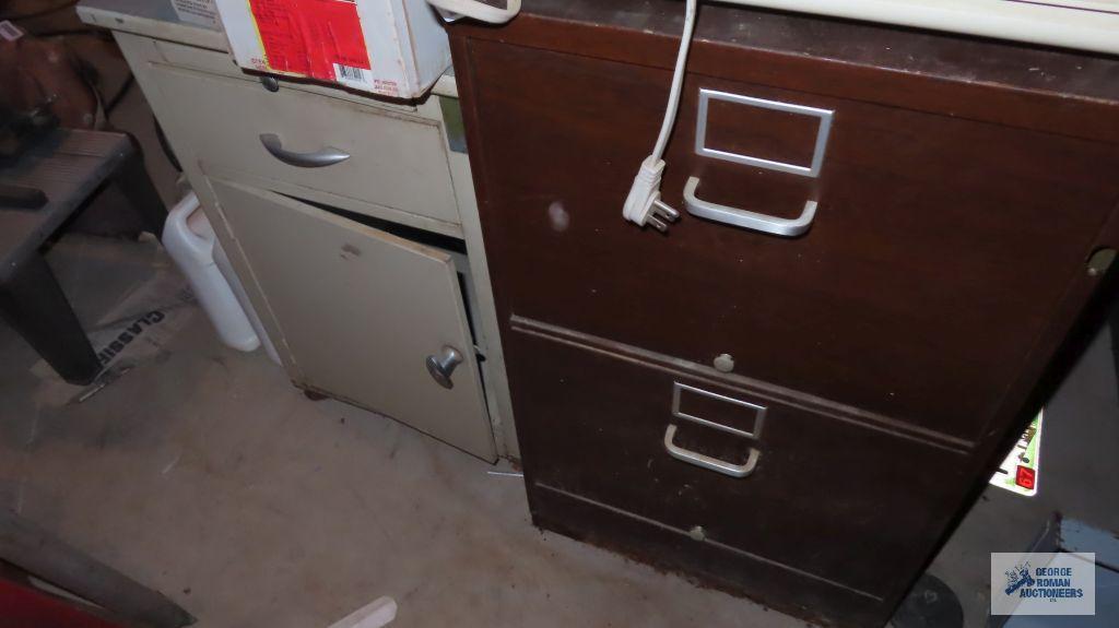 two drawer legal size filing cabinet and metal cabinet with door