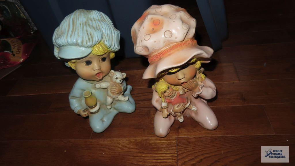 1974 Universal Statuary Sleepy Time girl and boy...figurines by V. Kendrick