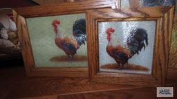 Rooster and chicken framed prints