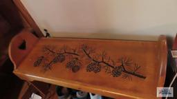 Wooden bench with pineapple decoupage