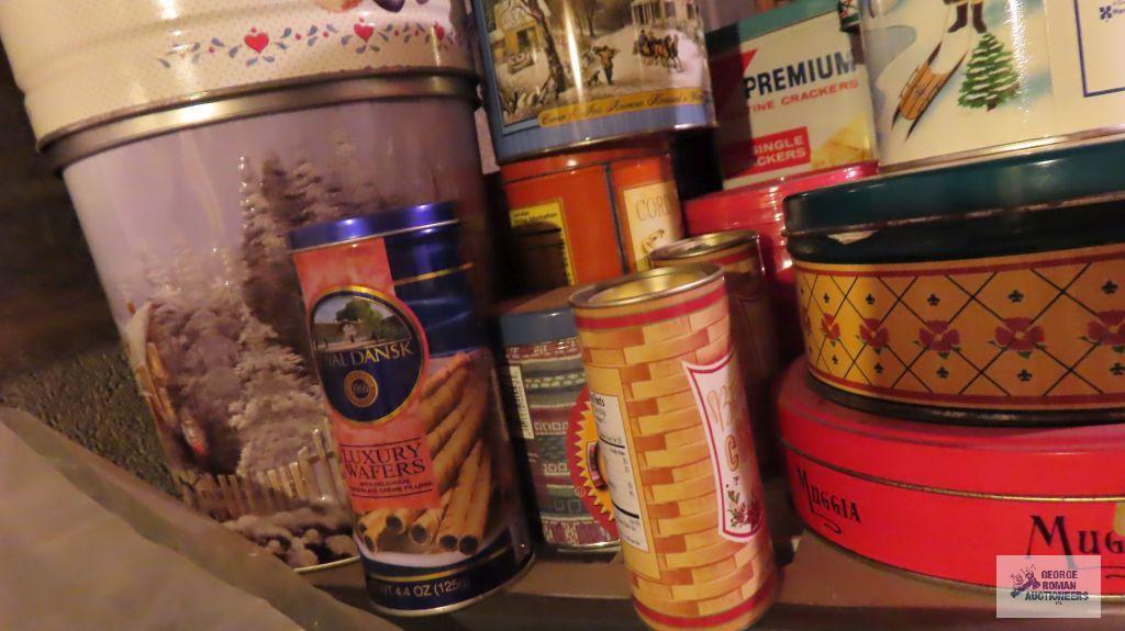 lot of assorted tins