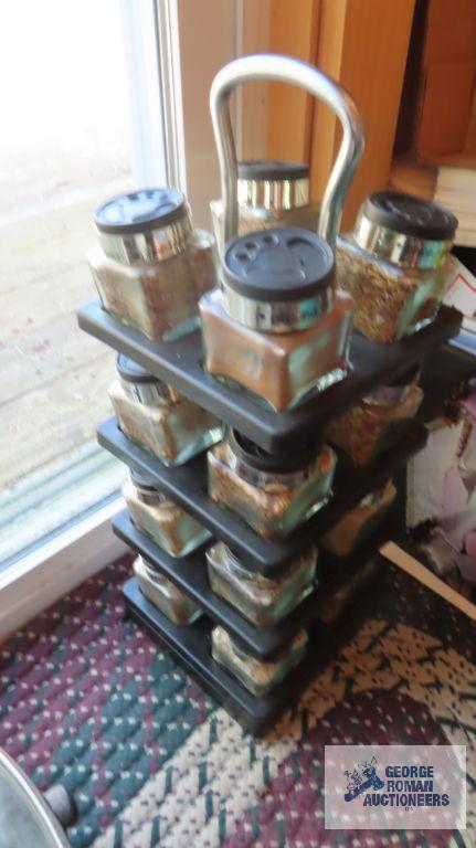 Spice jars in container