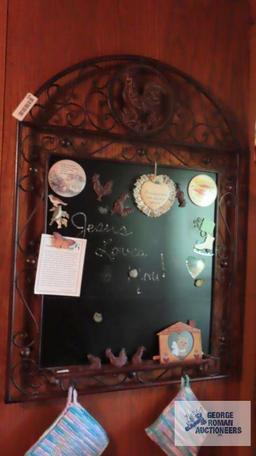 Metal framed chalkboard with magnets