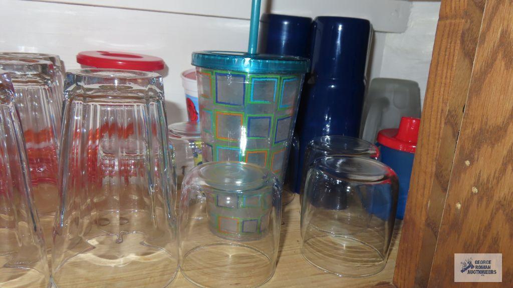 Cupboard lot of assorted glassware and frosted mugs