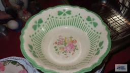 Variety of vintage dishes, plates, and saucers