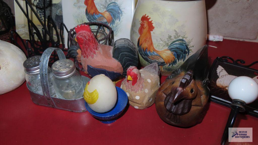 Rooster utensil holder and other rooster and chicken items and salt and pepper shakers