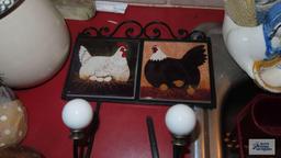 Rooster utensil holder and other rooster and chicken items and salt and pepper shakers