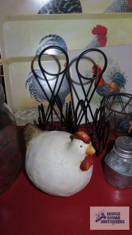 Rooster utensil holder and other rooster and chicken items and salt and pepper shakers