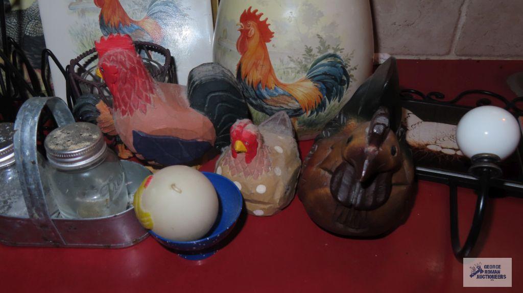 Rooster utensil holder and other rooster and chicken items and salt and pepper shakers