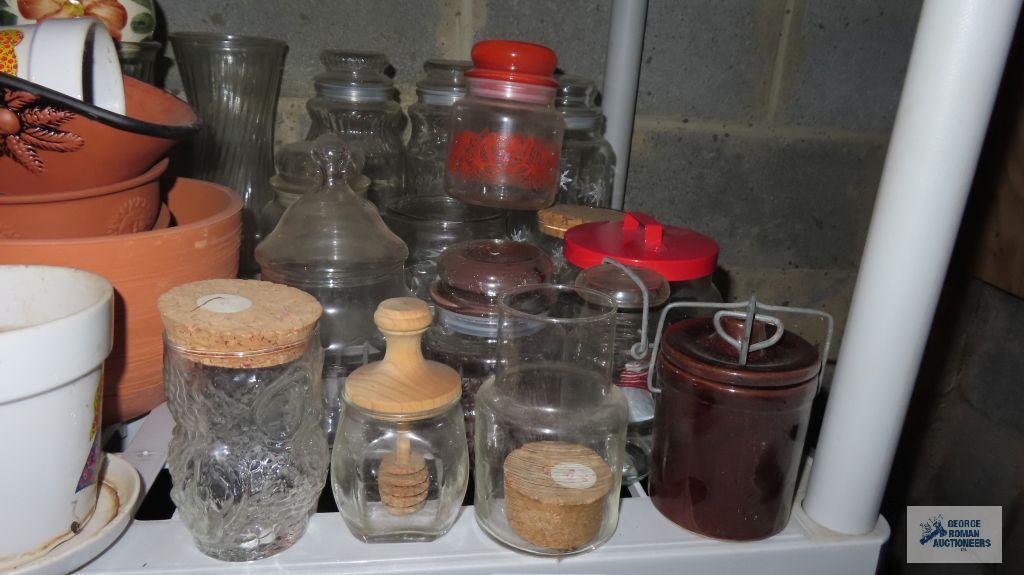 Asssorted size jars and miniature crock