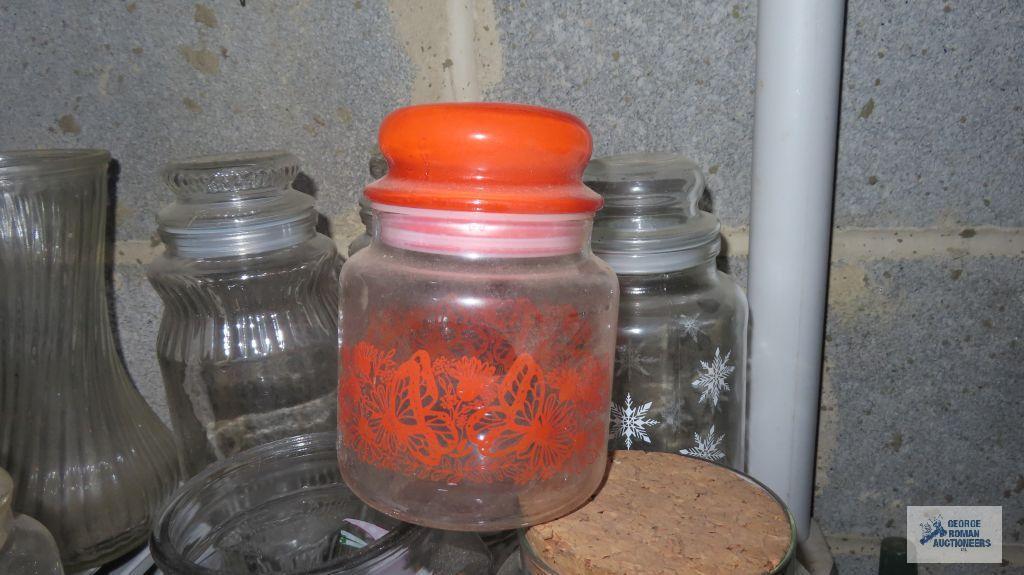 Asssorted size jars and miniature crock