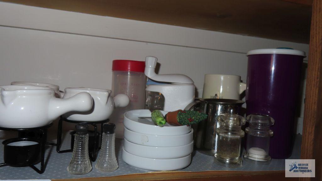 Shelf of assorted kitchen items