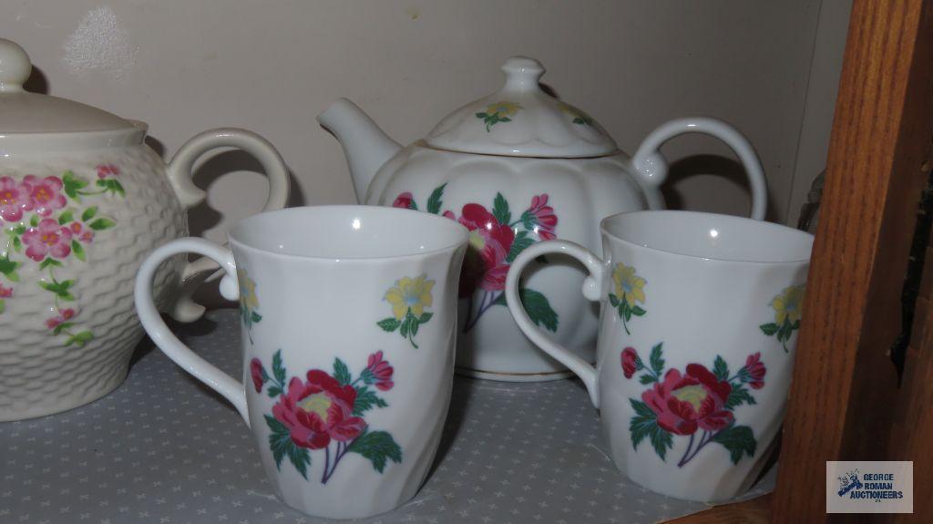 Laura...Ashley...teapot and cups. Other teapot. Mouse cheese saver. Etc.