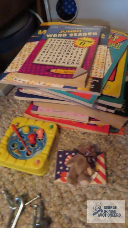 Bed tray and assorted activity books