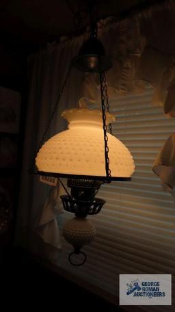 Milk glass hanging lamp