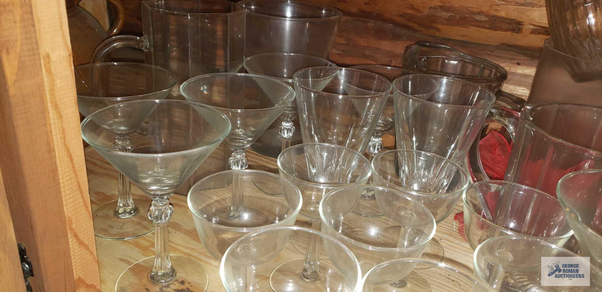 Glass pitchers, stemware, and vases