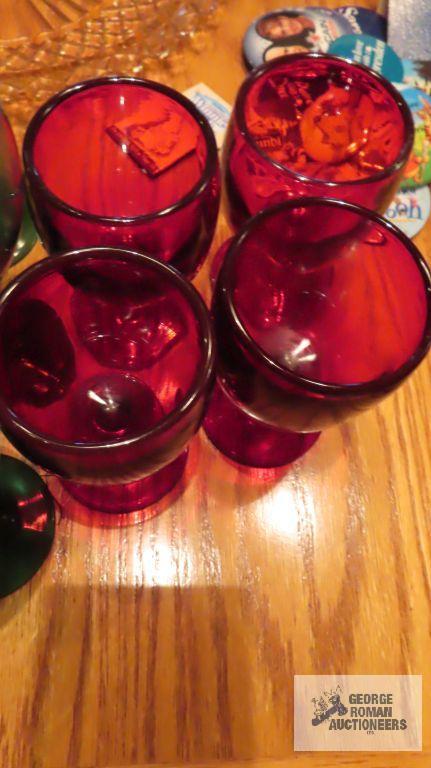 Colored glass and silver colored trays