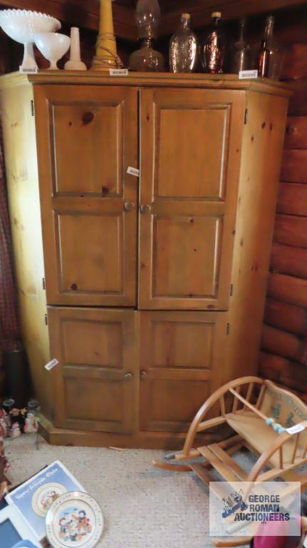 Cut out pine cabinet with contents