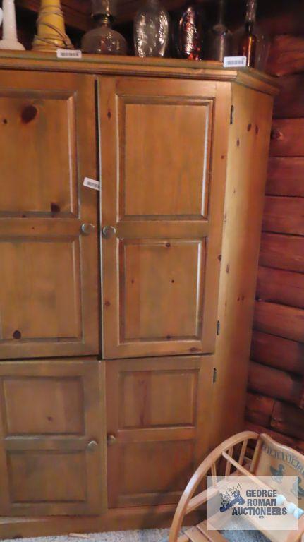 Cut out pine cabinet with contents