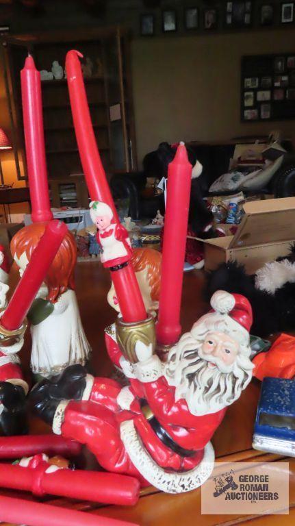 Christmas candle holders and candles