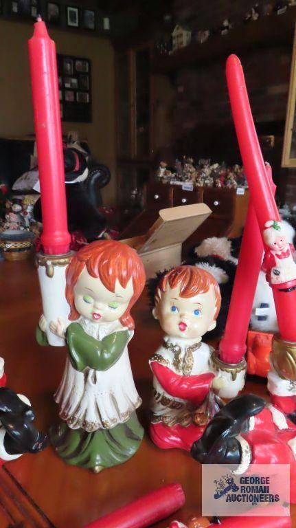 Christmas candle holders and candles