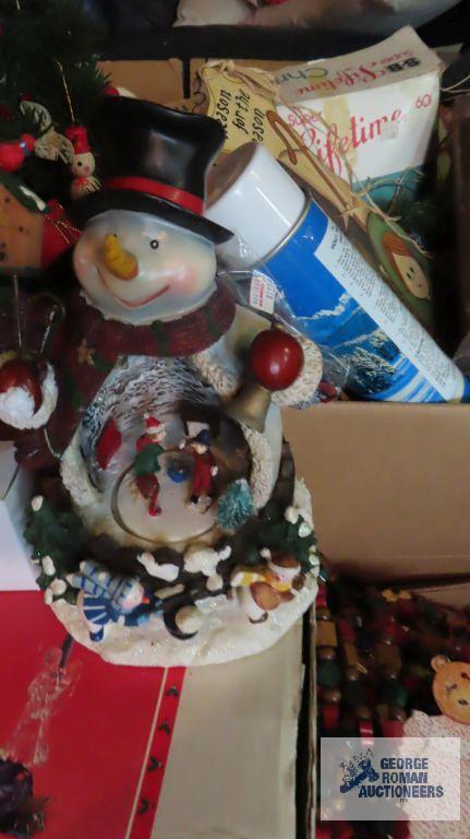 Christmas decorations, including trees,...snowman, candle holders and pictures